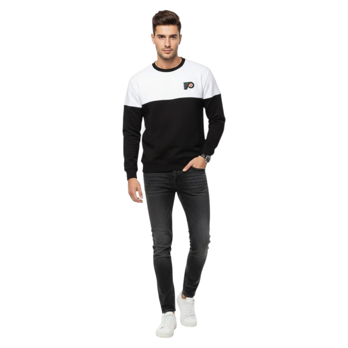 Men's Colorblocked Sweaters,Black/White