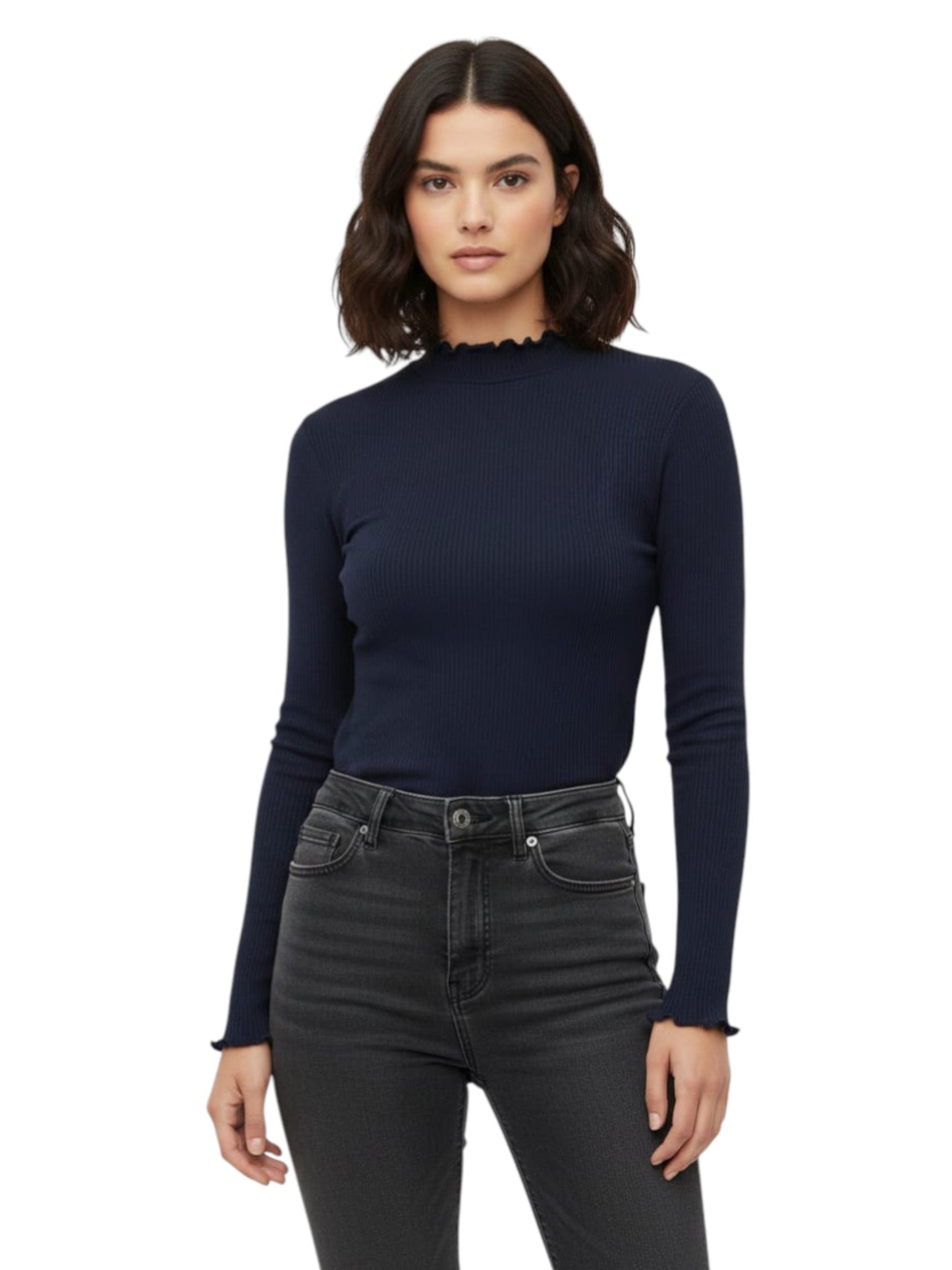 Women's Ribbed Top,Navy