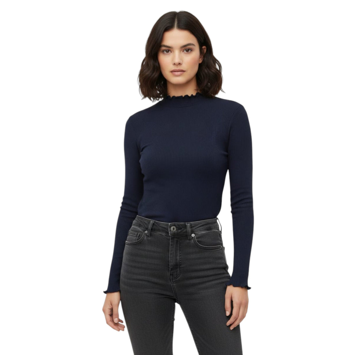 Women's Ribbed Top,Navy