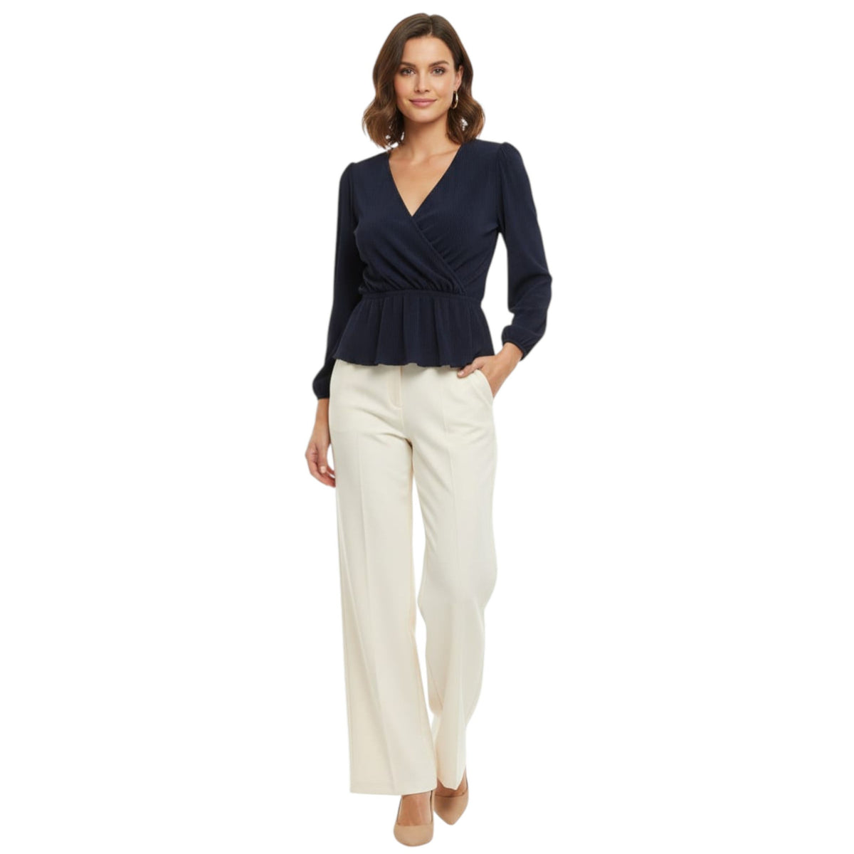 Women's Ribbed Top,Navy