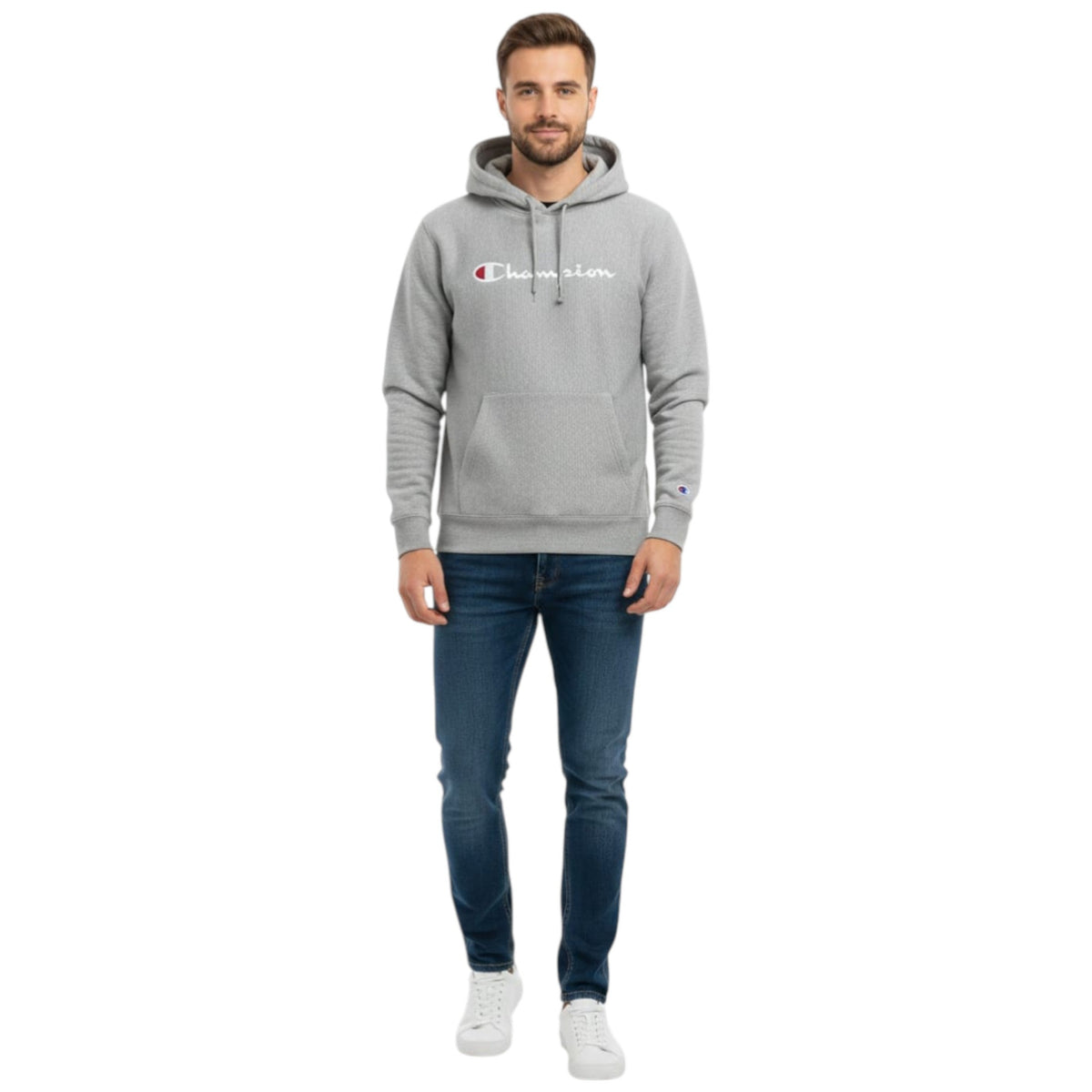Men's Brand Logo Printed Hoodie,Grey