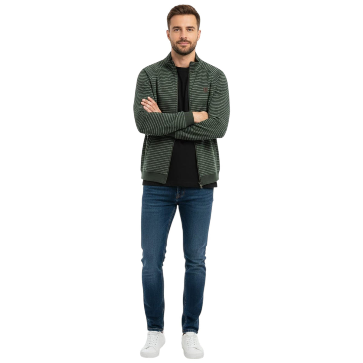 Men's Striped Sweaters,Olive