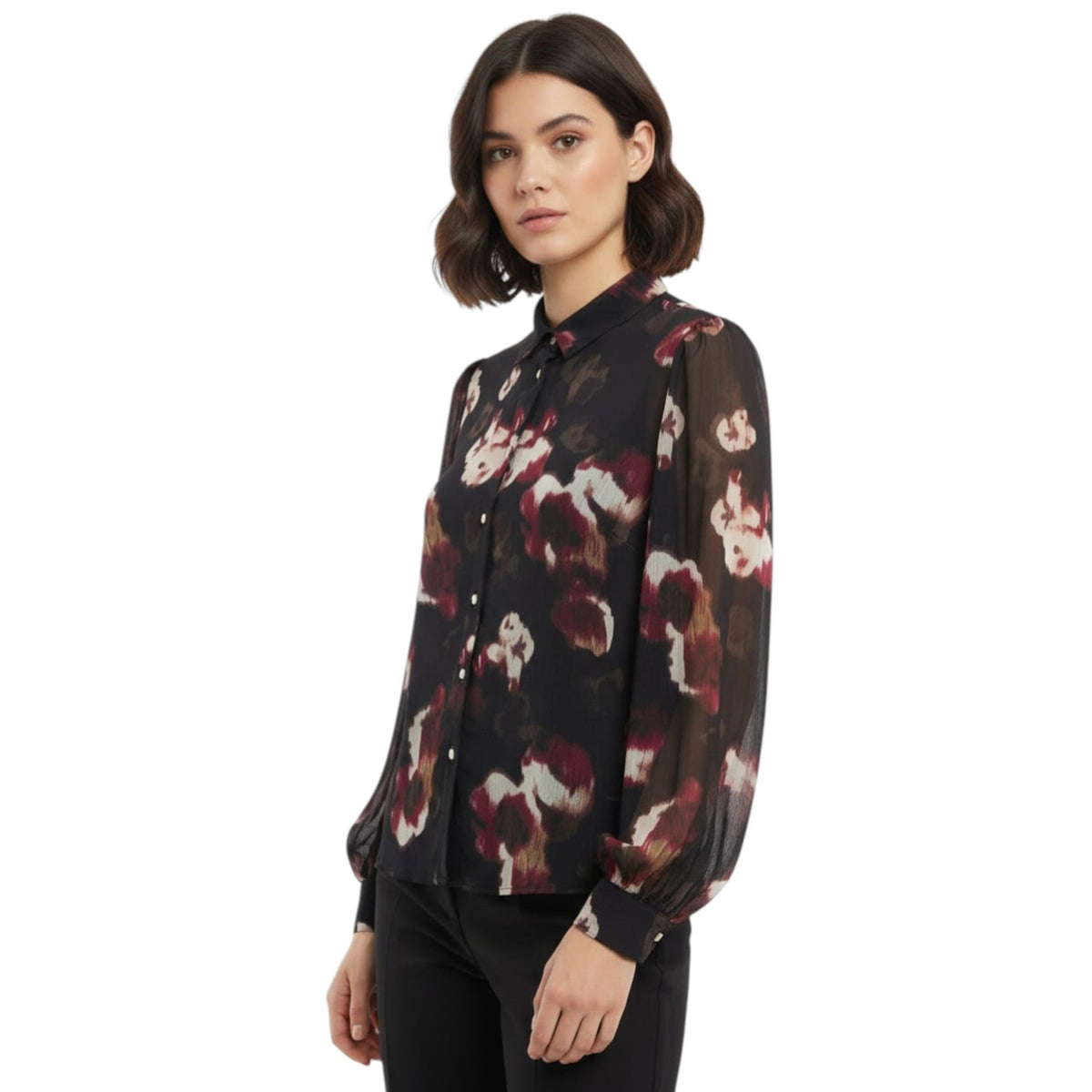 Women's Floral Printed Chemise,Black