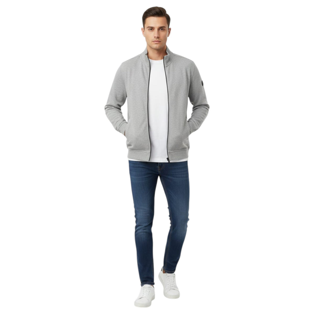 Men's Plain Solid Jacket,Grey
