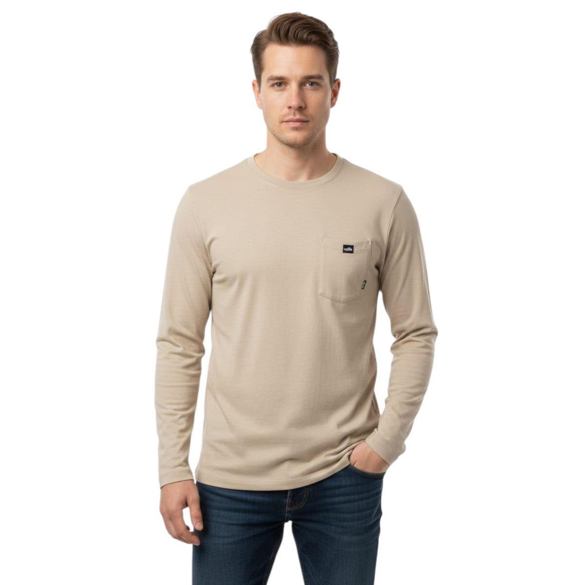 Men's Plain Solid Sweaters,Beige