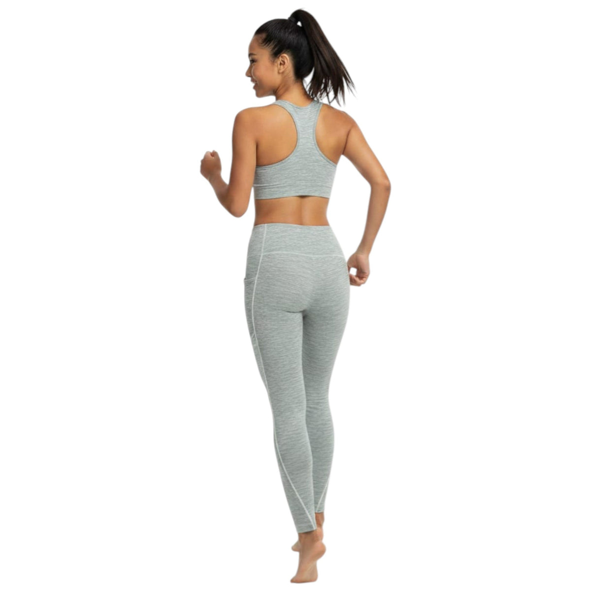 Women's Striped Legging,Light Grey