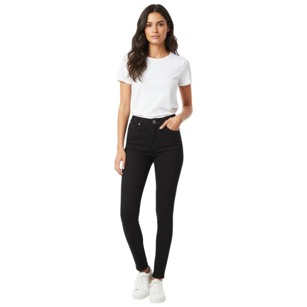 Women's Plain Solid Jeans,Black