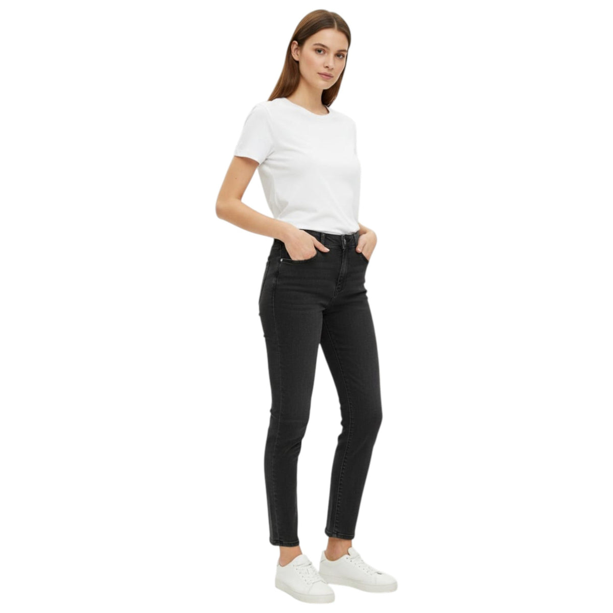 Women's Plain Solid Jeans,Black