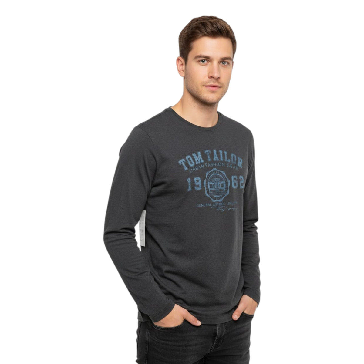 Men's Brand Logo Printed Top,Dark Grey