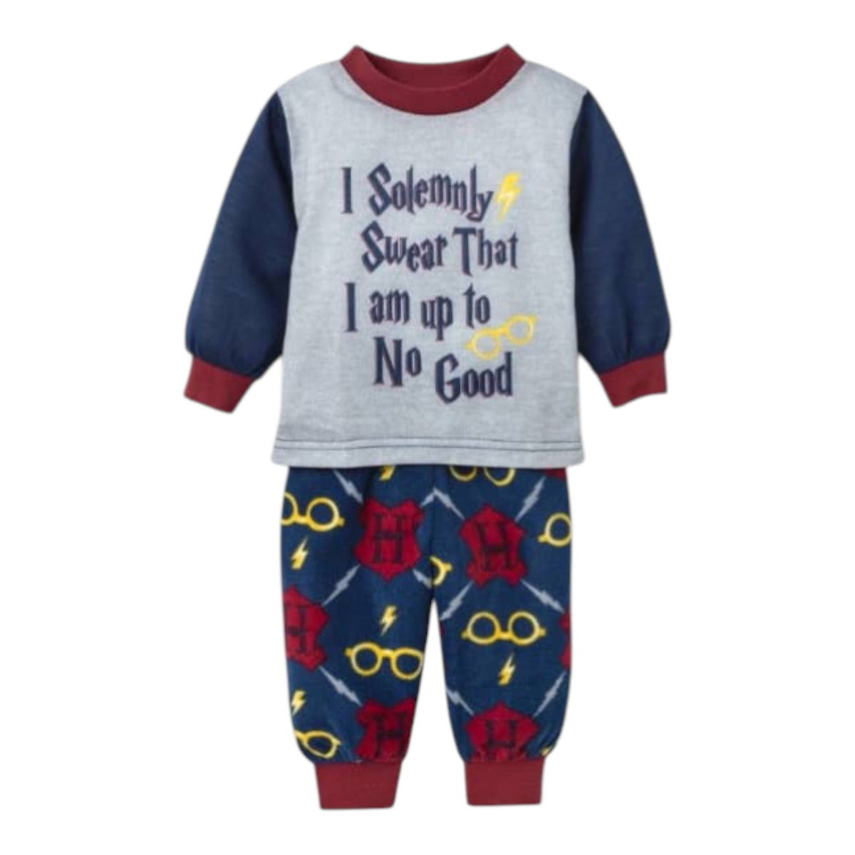 Kids Boy's Prinrted Pajama Set,Grey/Navy