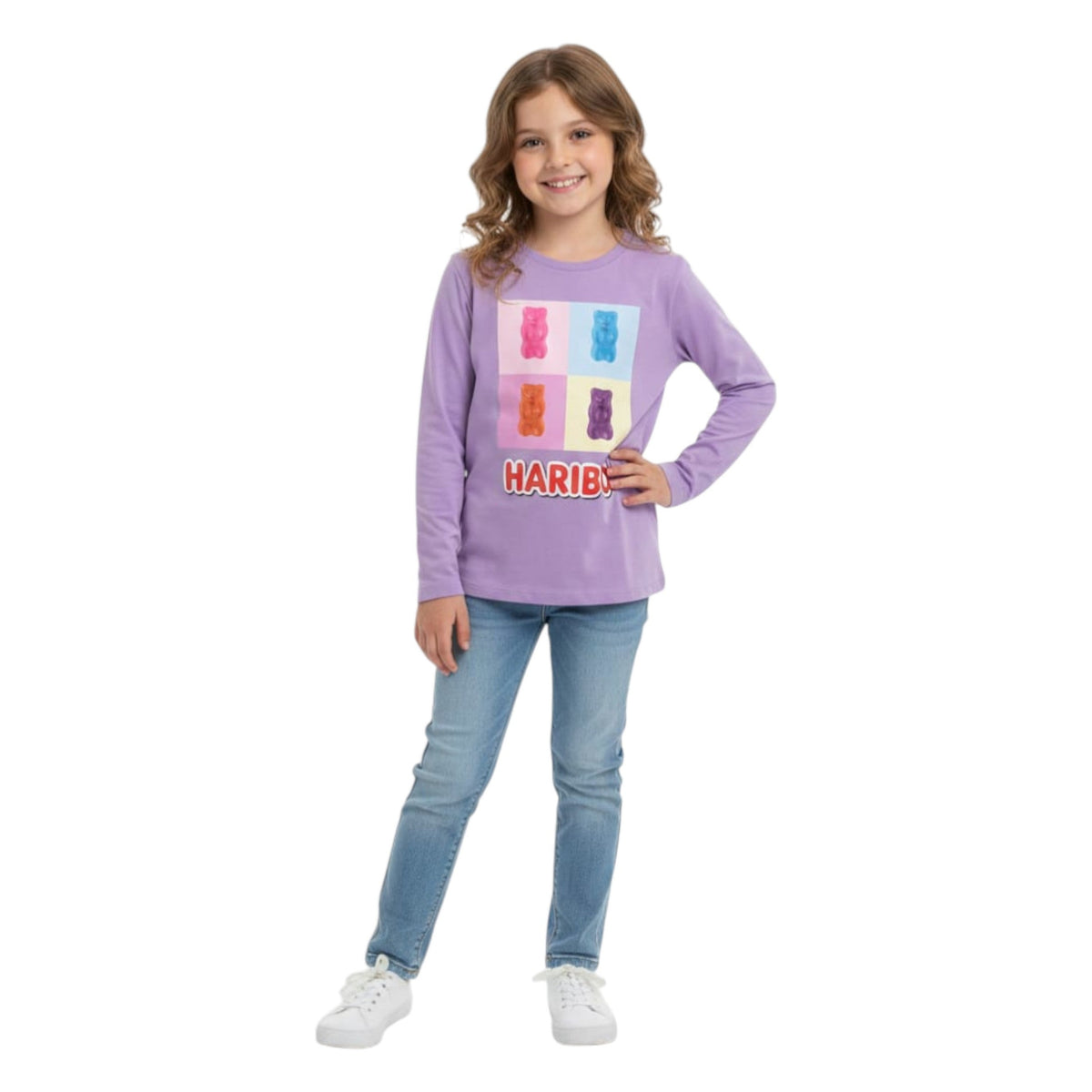 Kids Girl's Brand Logo Printed Top,Light Purple