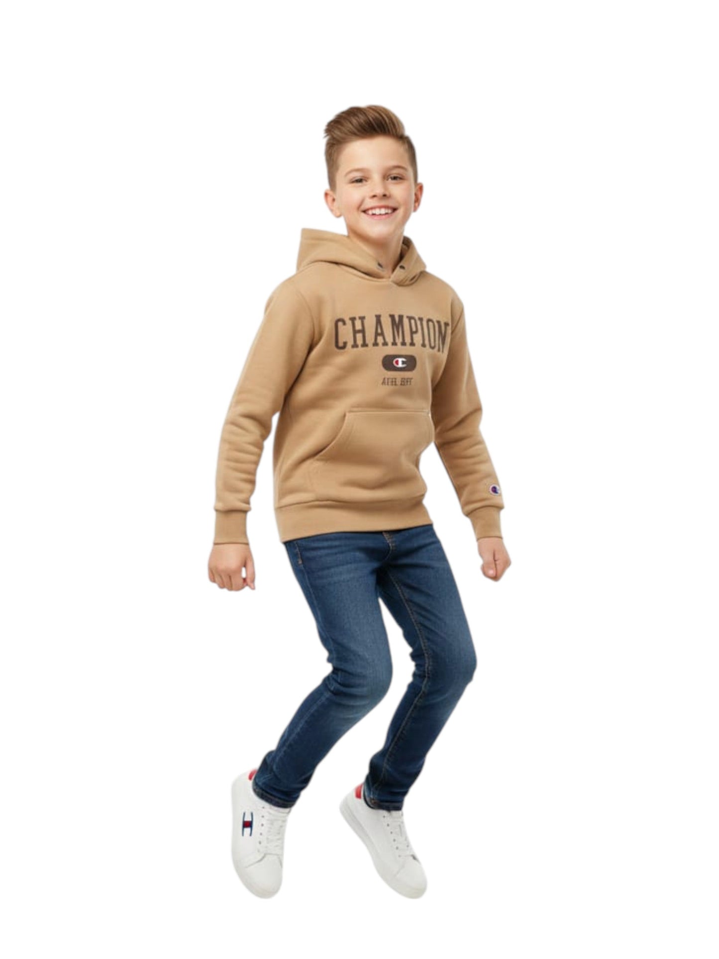 Kids Boy's Brand Logo Prinrted Hoodie,Light Brown