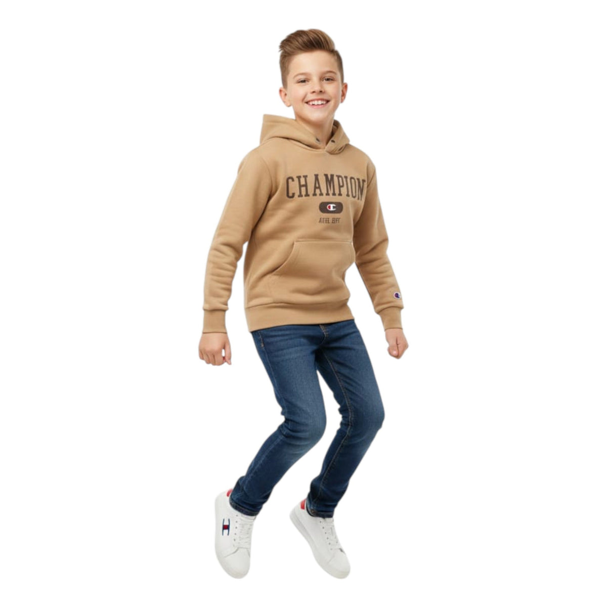 Kids Boy's Brand Logo Prinrted Hoodie,Light Brown