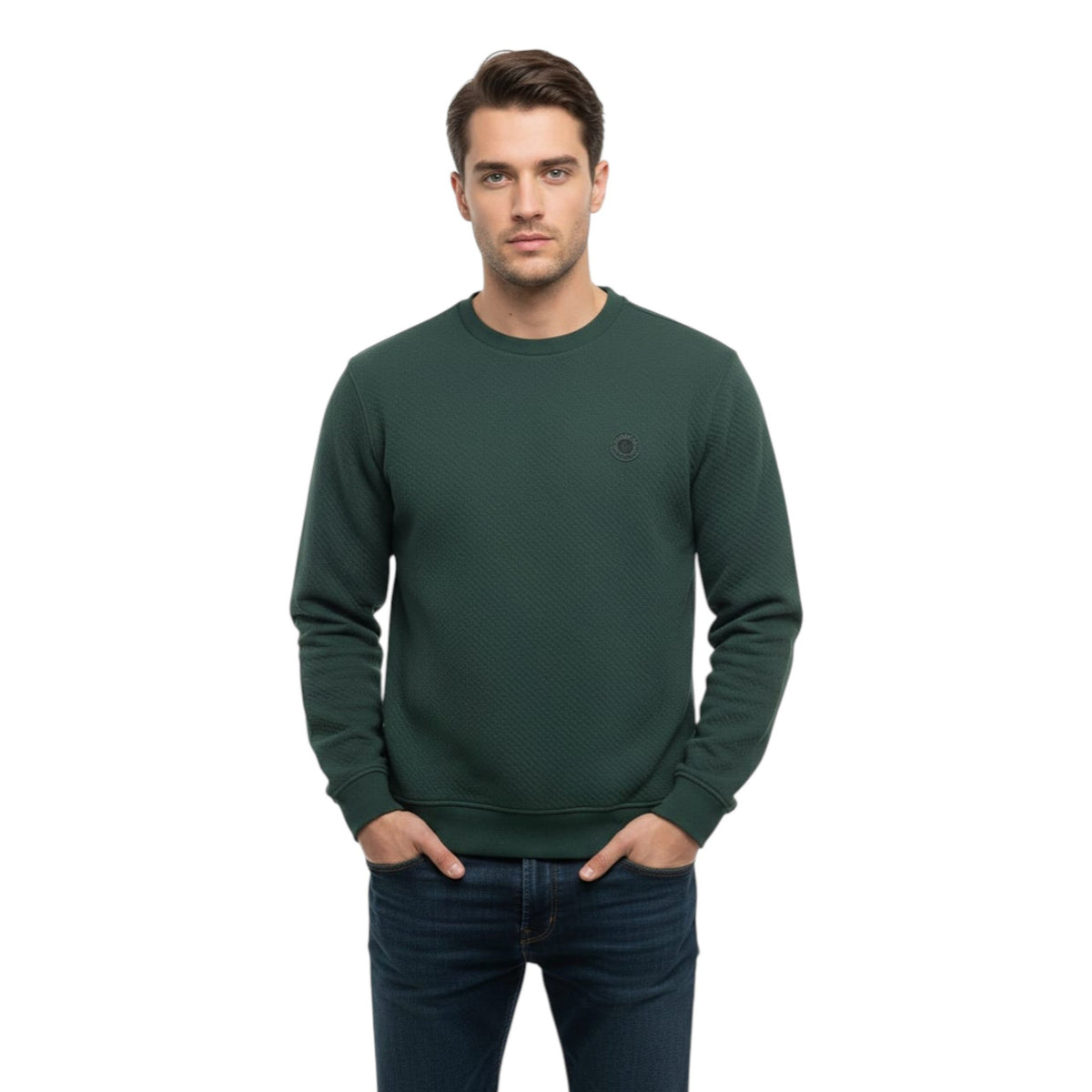 Men's Textured Sweaters,Dark Green