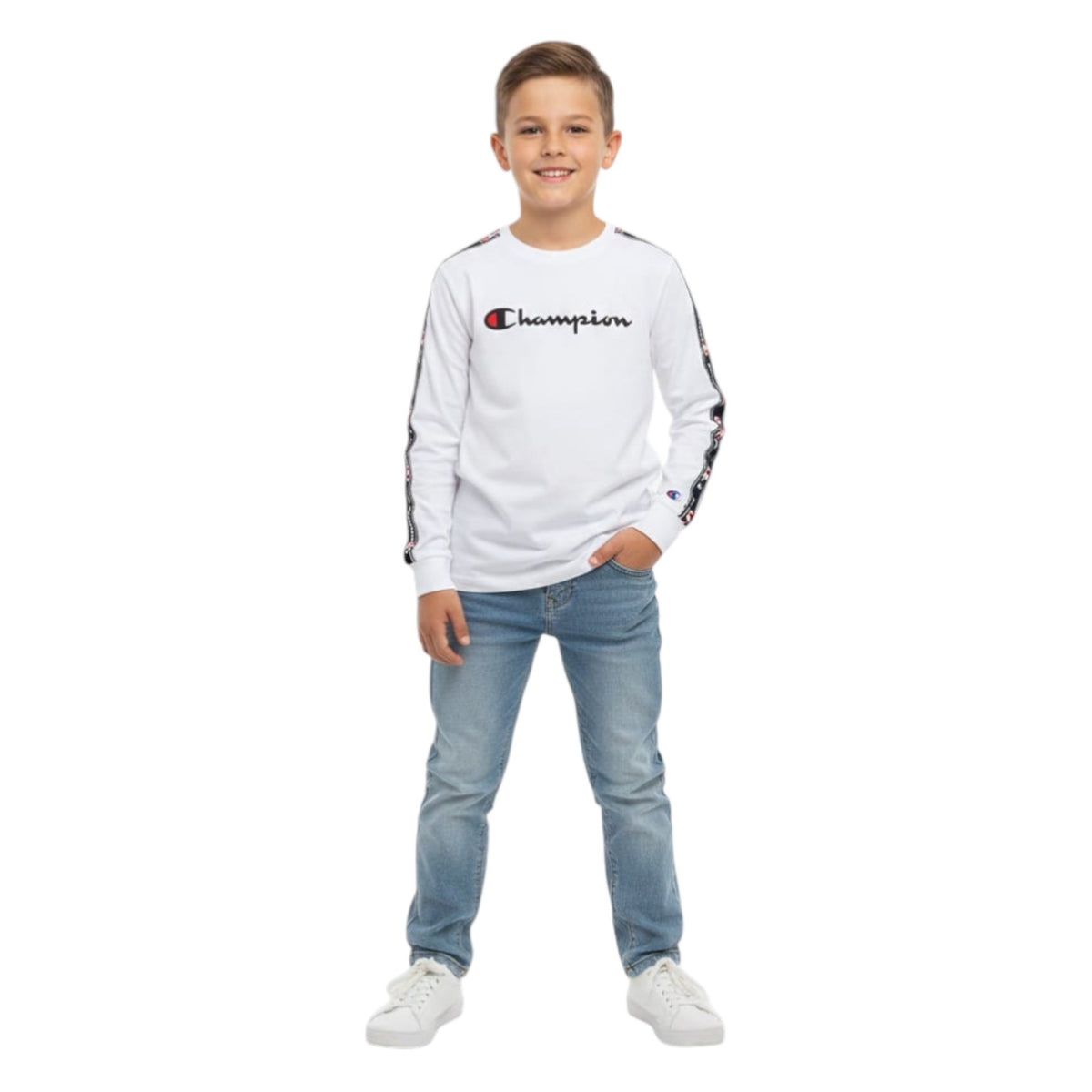 Kids Boy's Brand Logo Printed Top,White