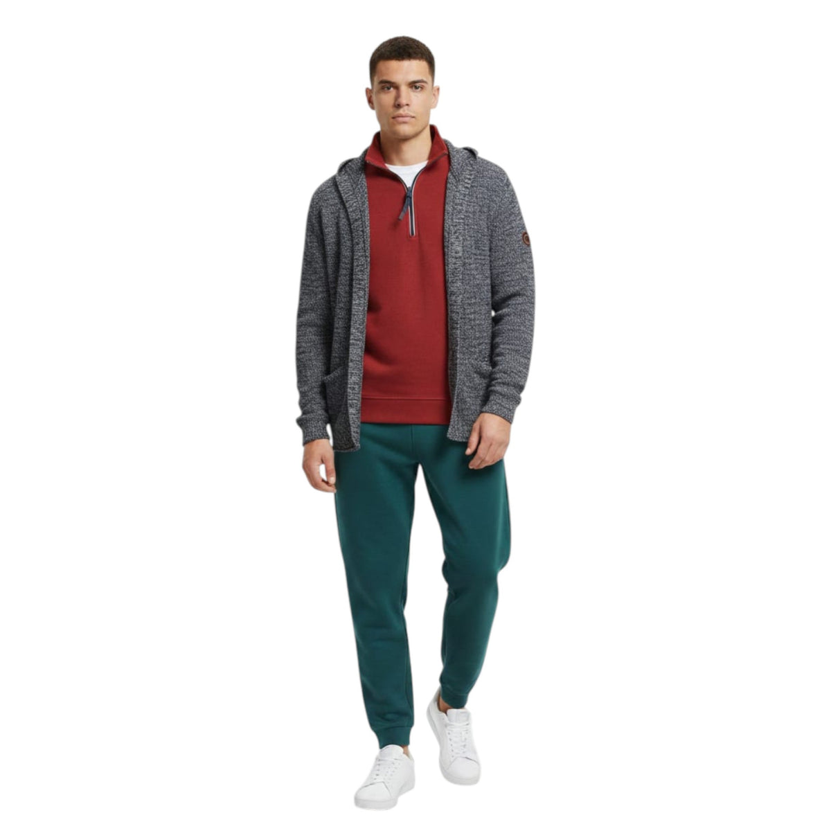 Men's Knitted Cardigan,Black/Grey