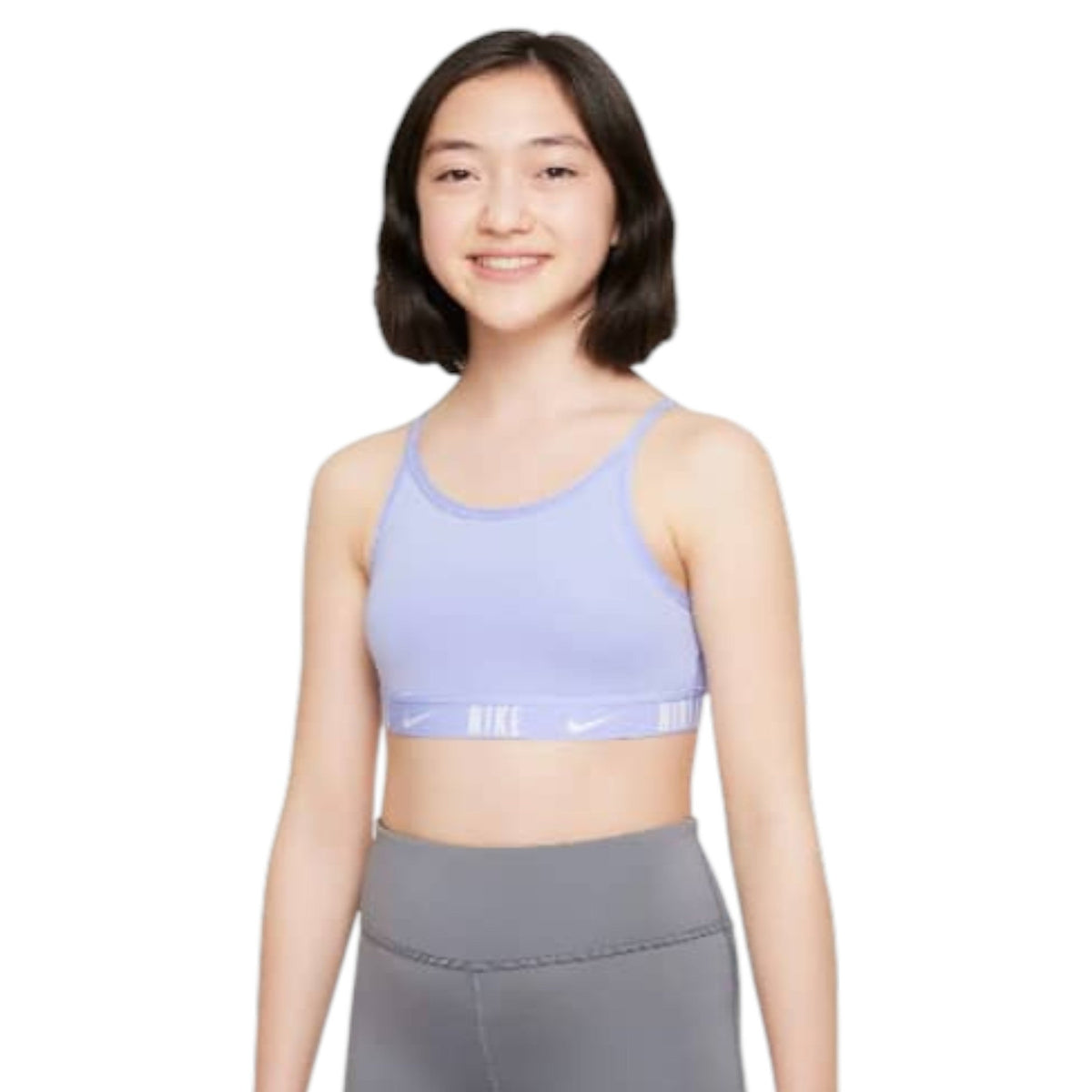 Kids Girl's Brand Logo Printed Sport Bra,Light Purple
