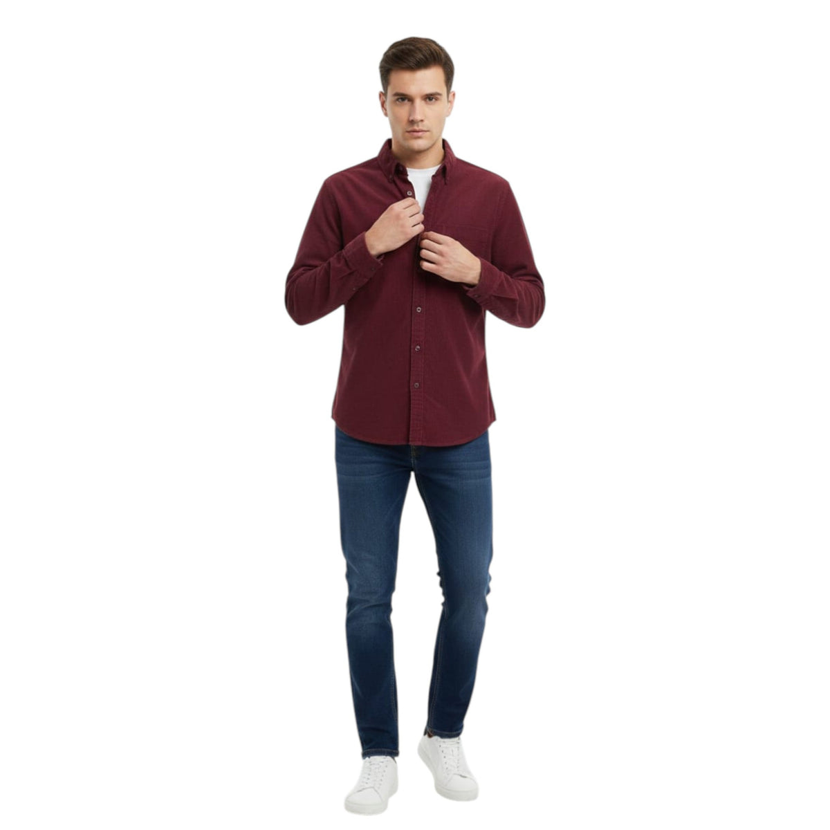 Men's Ribbed Dress Shirt,Burgundy