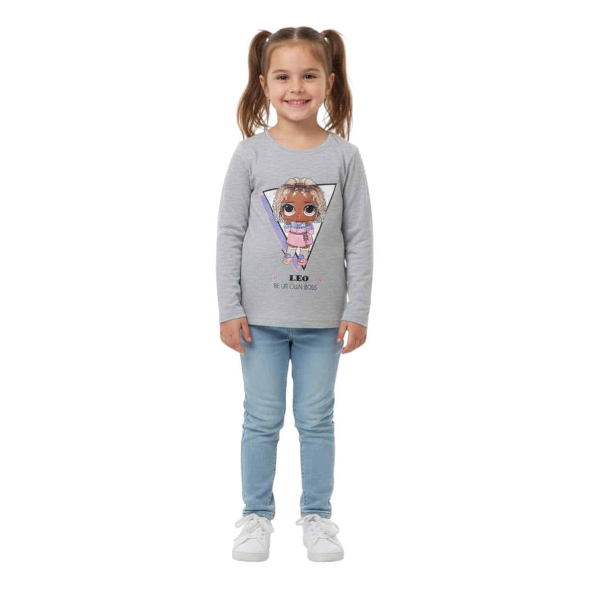 Kids Girl's Printed Top,Grey