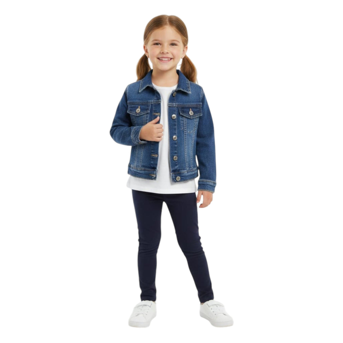 Kids Girl's Washed Denim Jacket,Blue