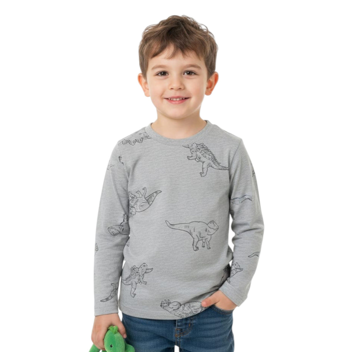 Kids Boy's Printed Top,Grey