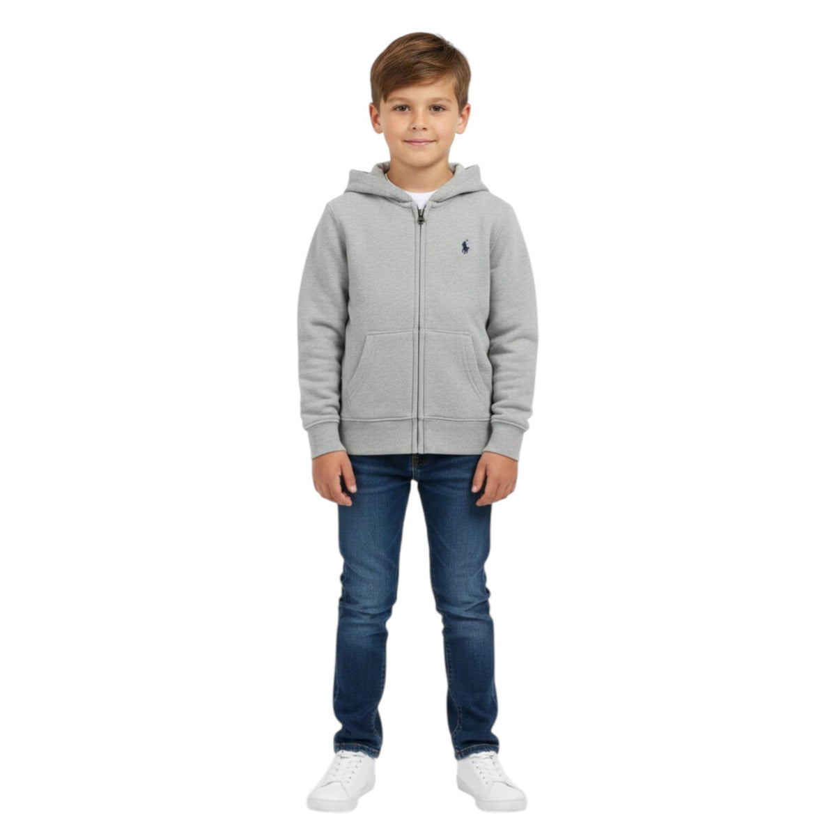 Kids Boy's Plain Solid Hoodie,Grey