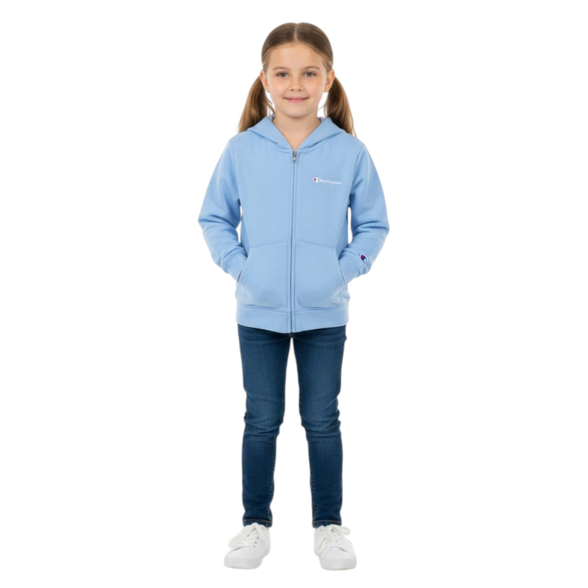 Kids Girl's Plain Solid Hoodie,Light Blue