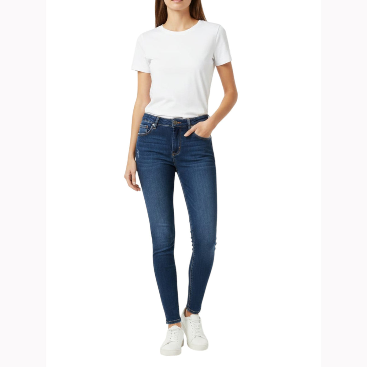 Women's Washed Jeans,Navy