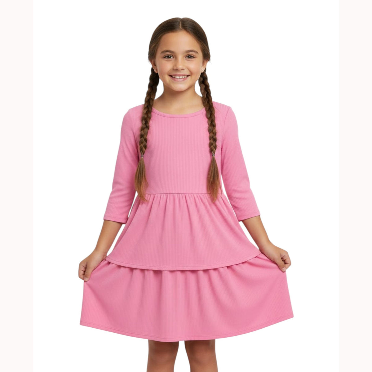 Kids Girl's Ribbed Dress,Pink