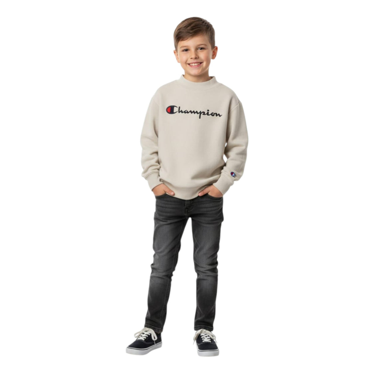 Kids Boy's Brand Logo Printed Sweaters,Beige