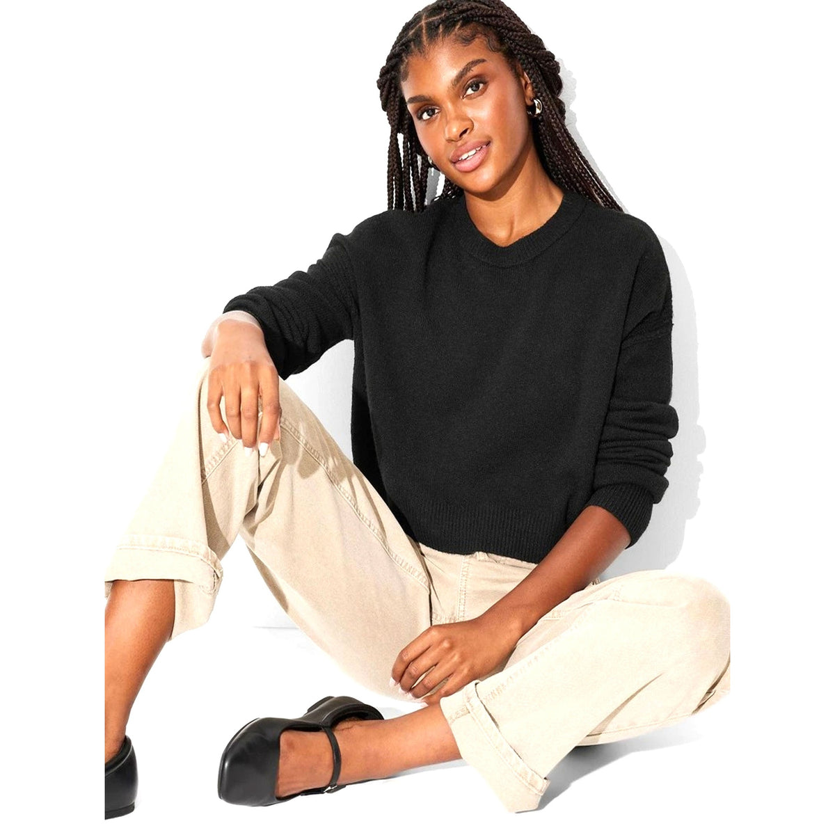 Women's Plain Solid Sweaters,Black