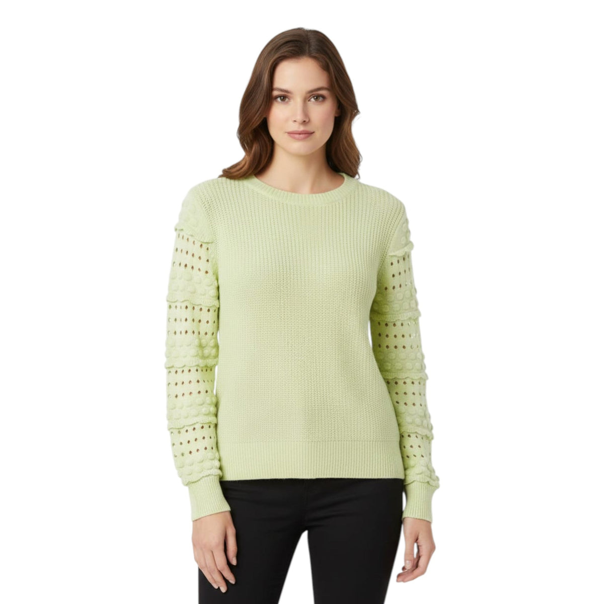 Women's Open Knitted Sweaters,Light Green