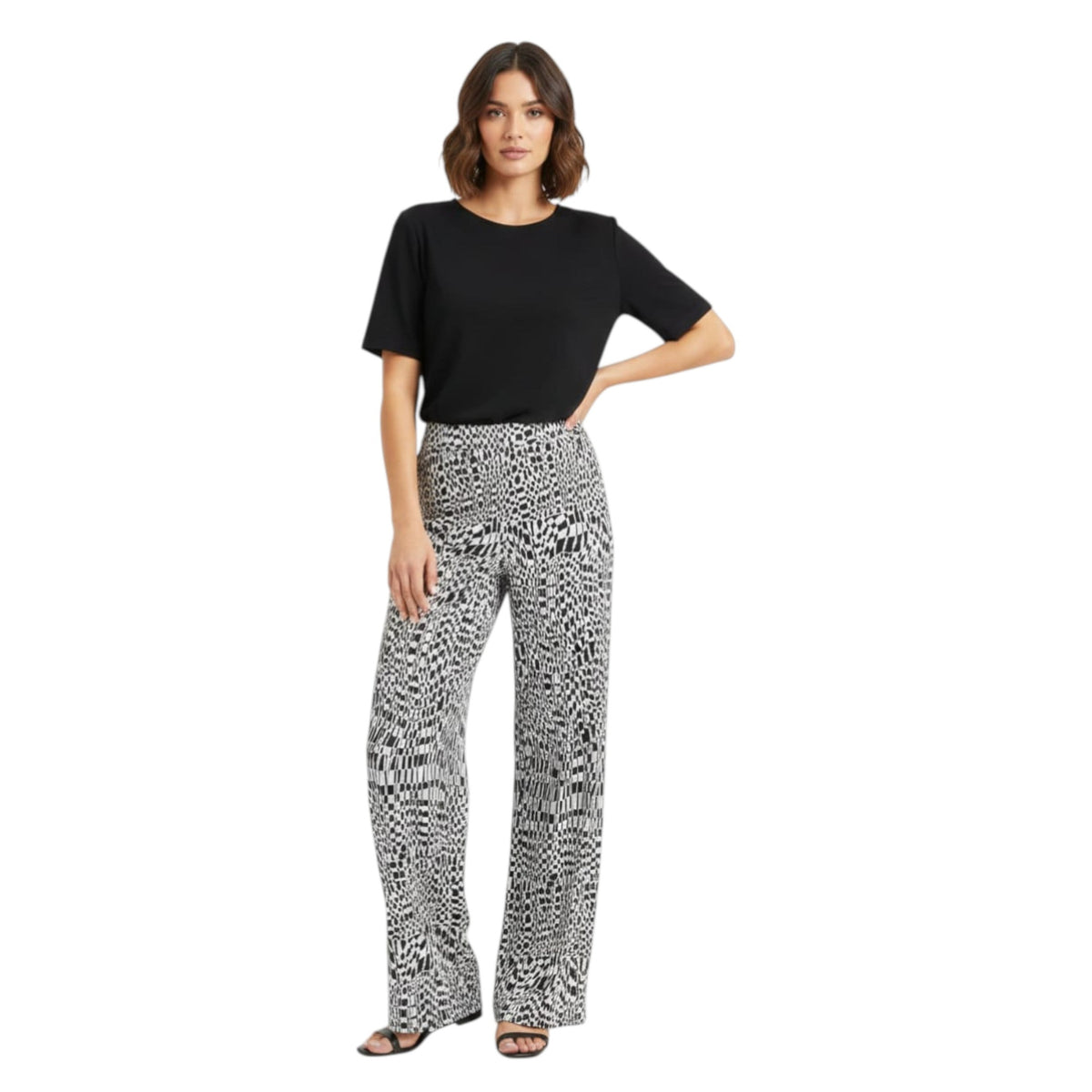 Women's Printed Pant,Black/White