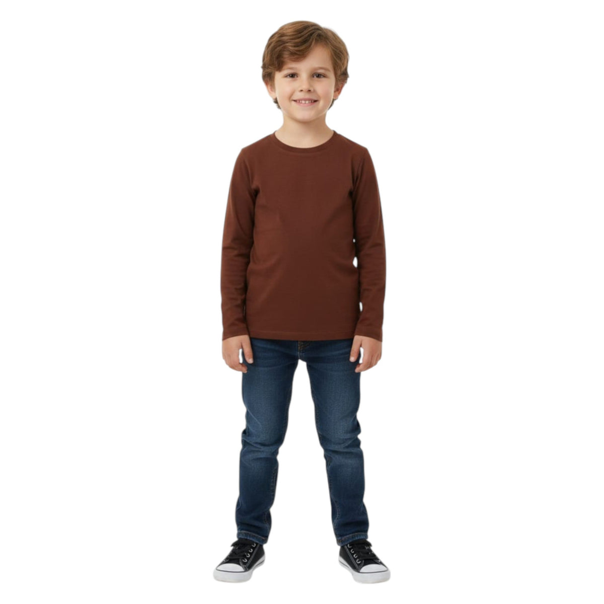 Kids Boy's Plain Solid Top,Brown
