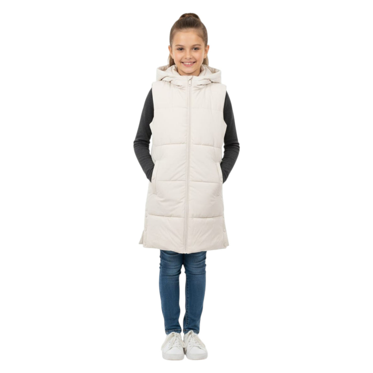Kids Girl's Quilted Vest,Light Beige