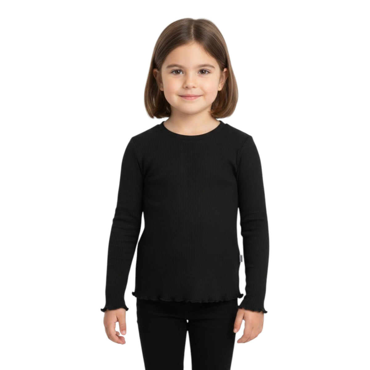Kids Girl's Ribbed Top,Black