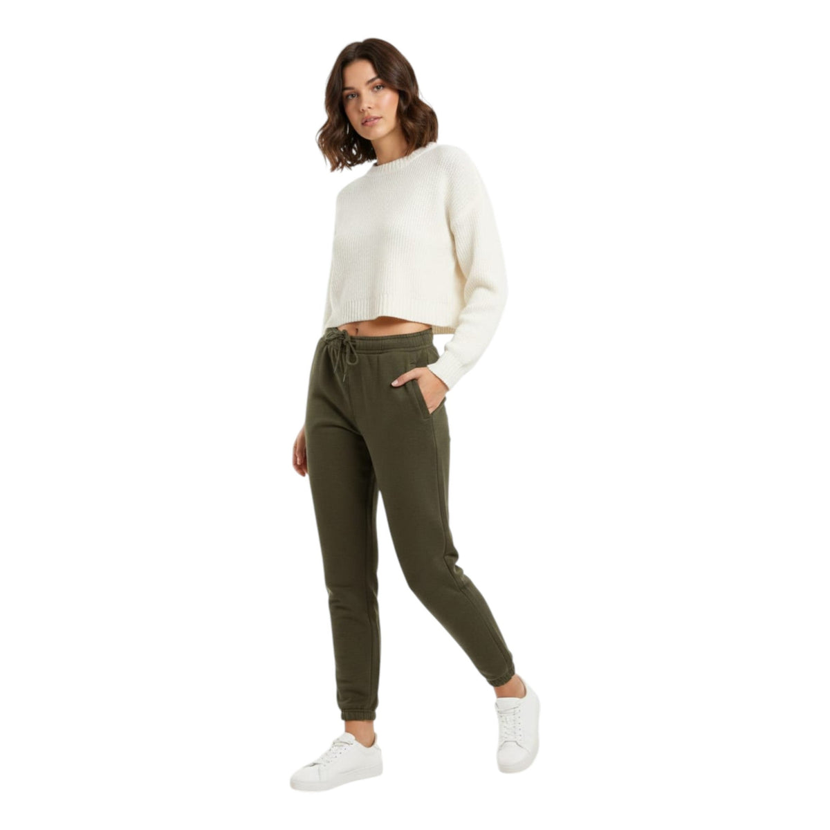 Women's Plain Solid Pant,Olive