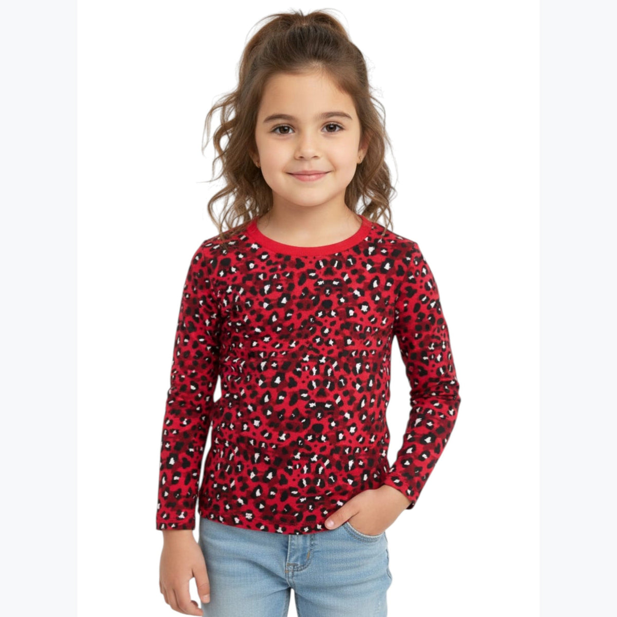 Kids Girl's Printed Sweaters,Red