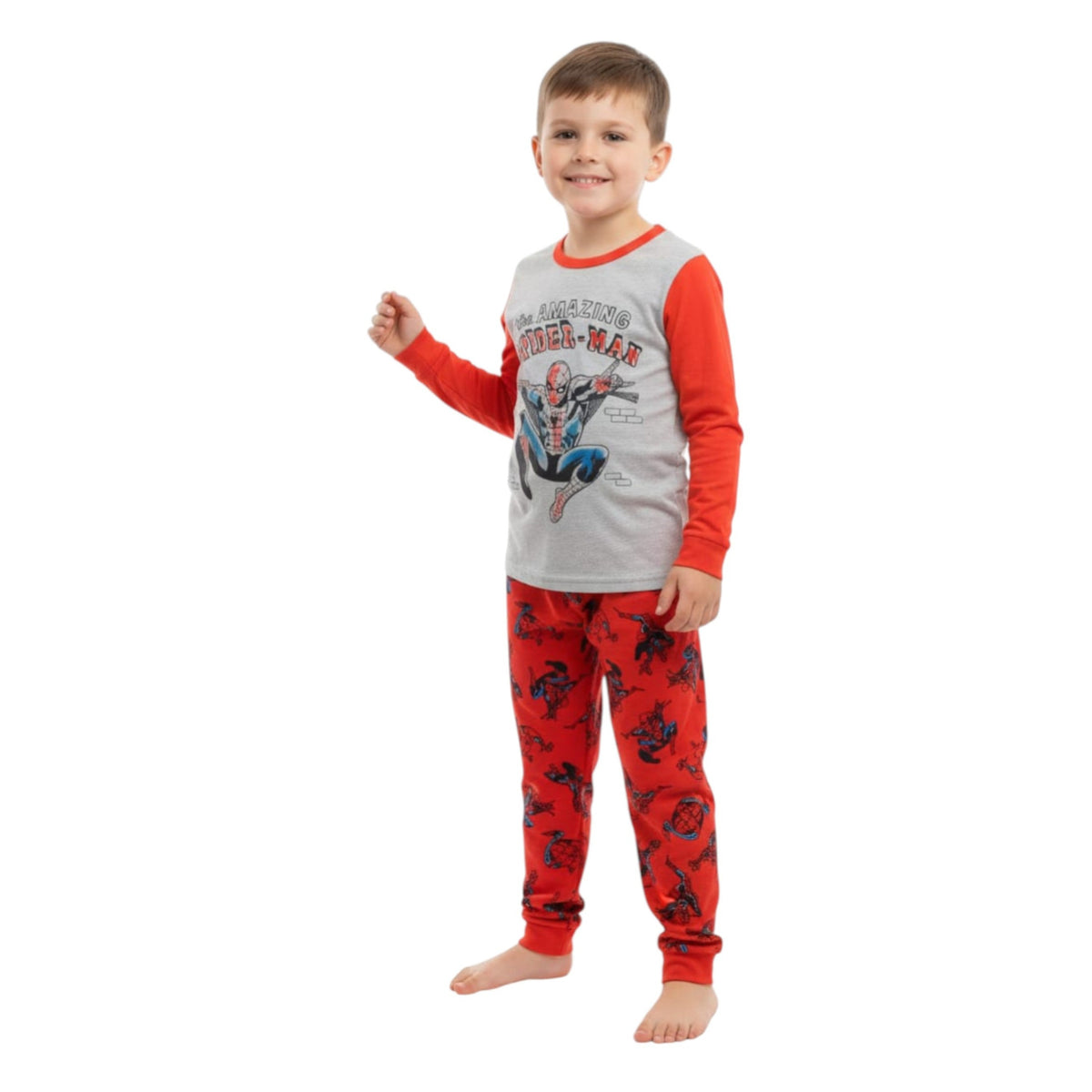 Kids Boy's Printed Pajama Set,Red