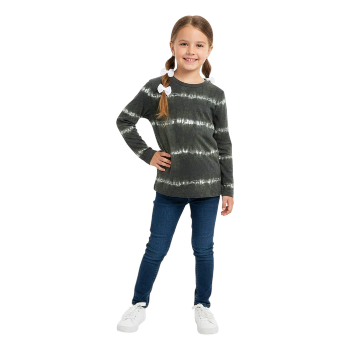 Kids Girl's Striped top,Grey