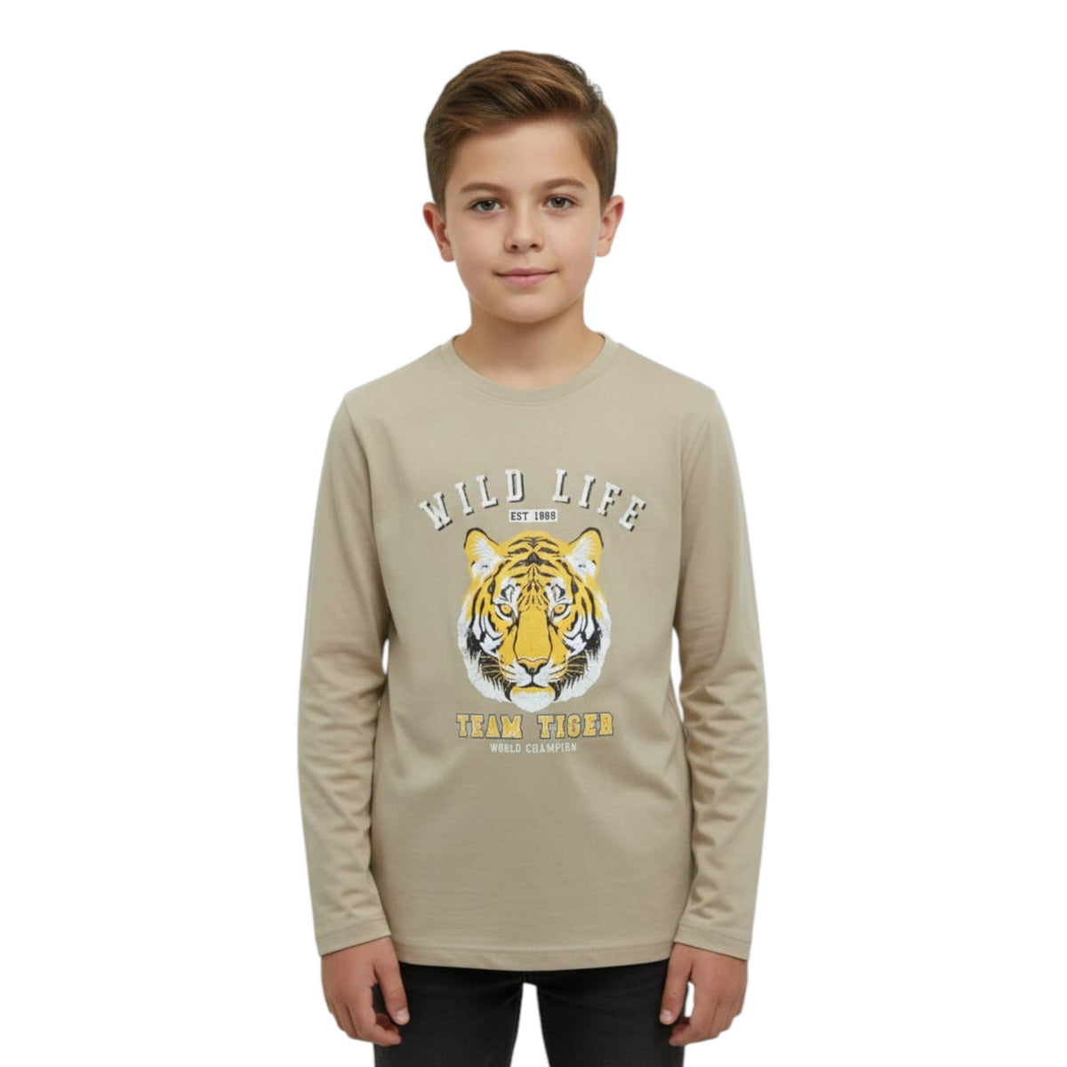 Kids Boy's Printed Top,Beige