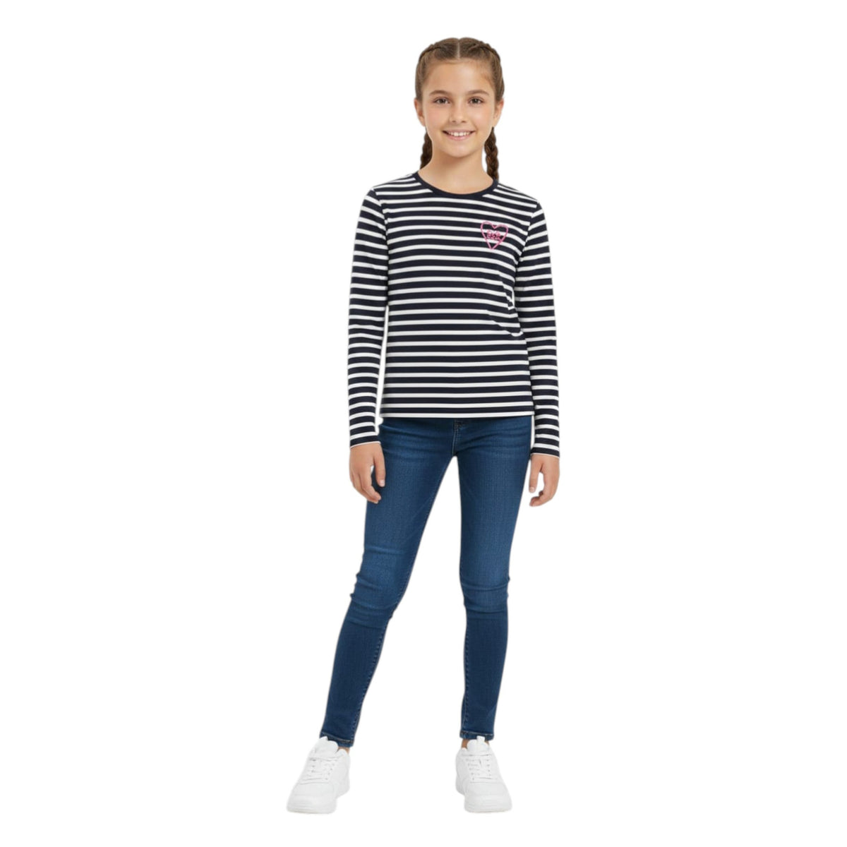 Kids Girl's striped top,Navy/White
