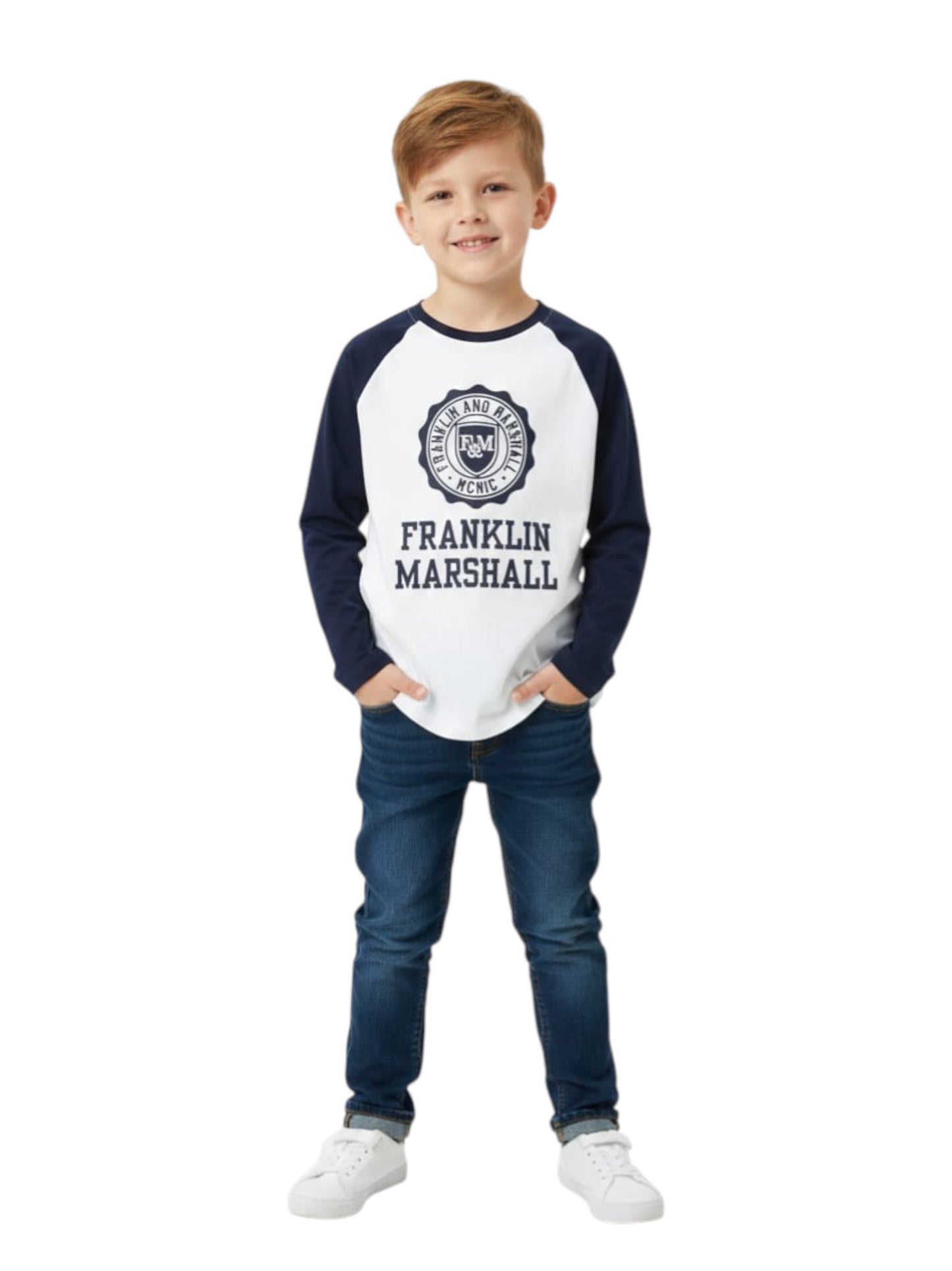 Kids Boy's Brand Logo Printed Top,White