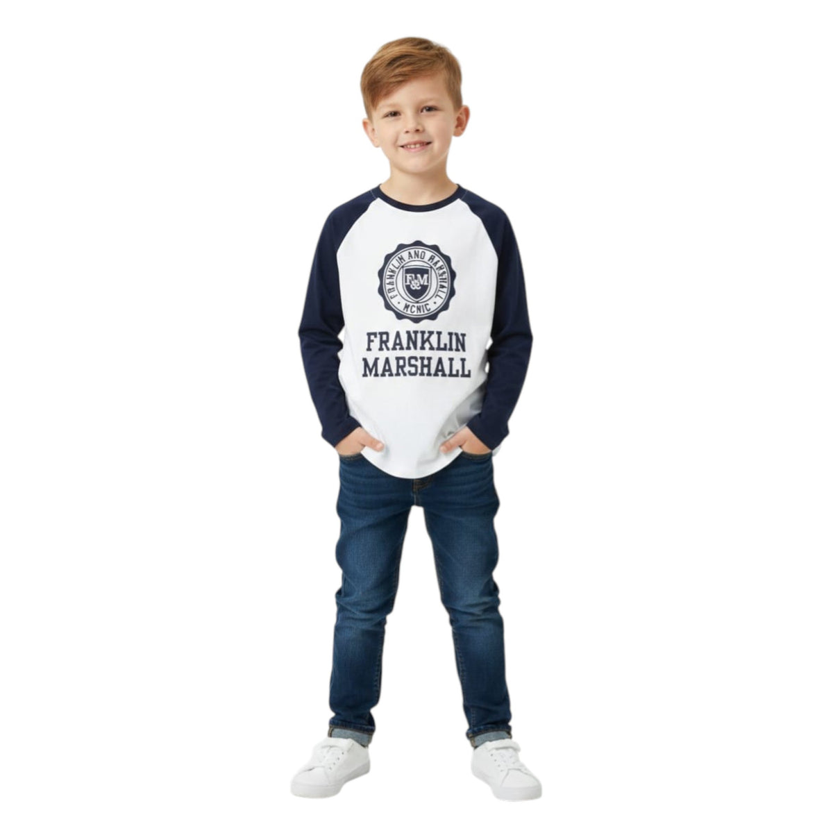Kids Boy's Brand Logo Printed Top,White