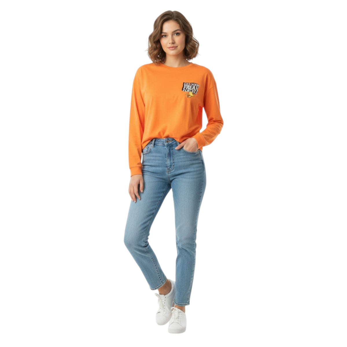 Women's Printed Top,Orange