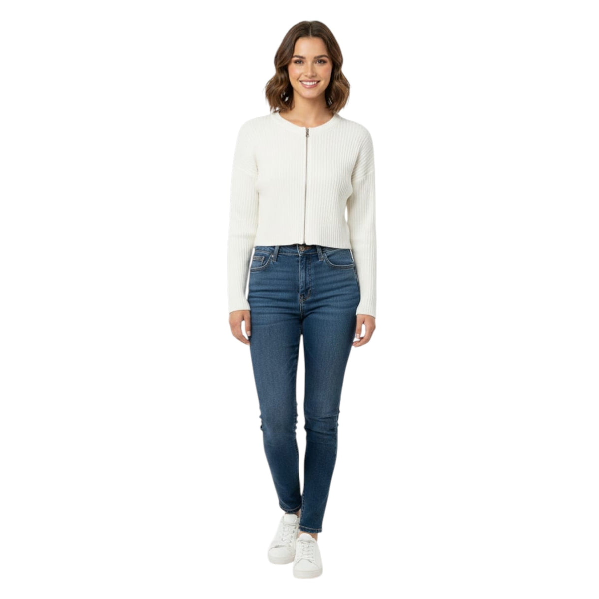 Women's Ribbed Sweaters,White