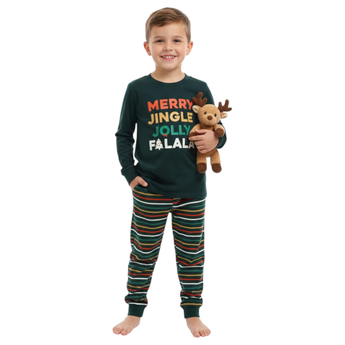 Kids Boy's Printed Pajama Set,Dark Green