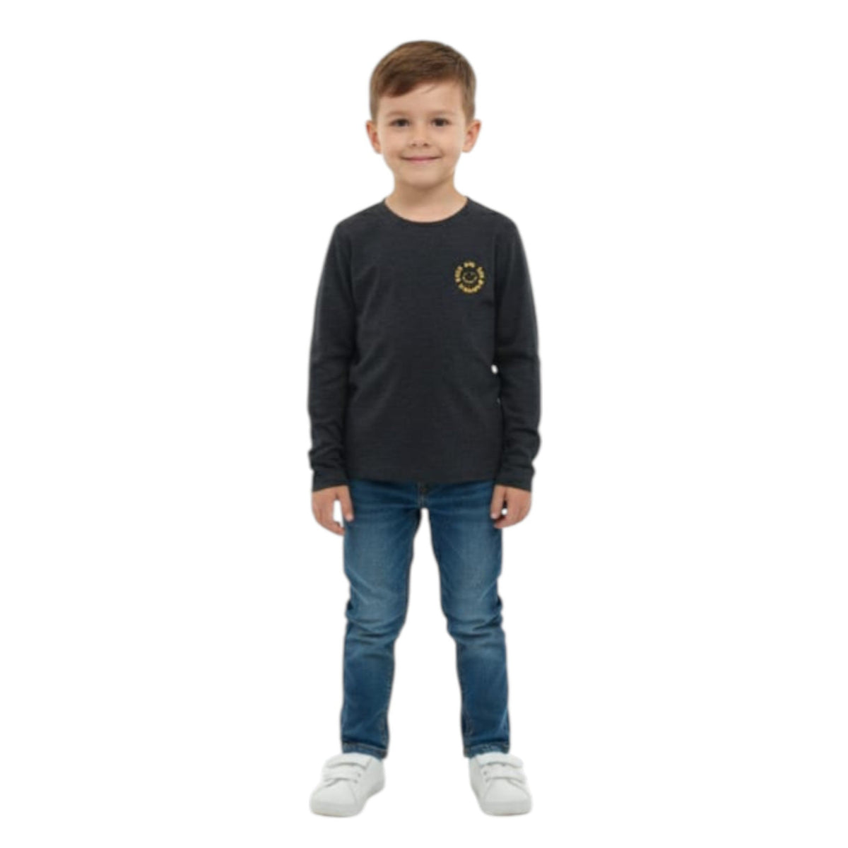 Kids Boy's Plain Solid Top,Dark Grey