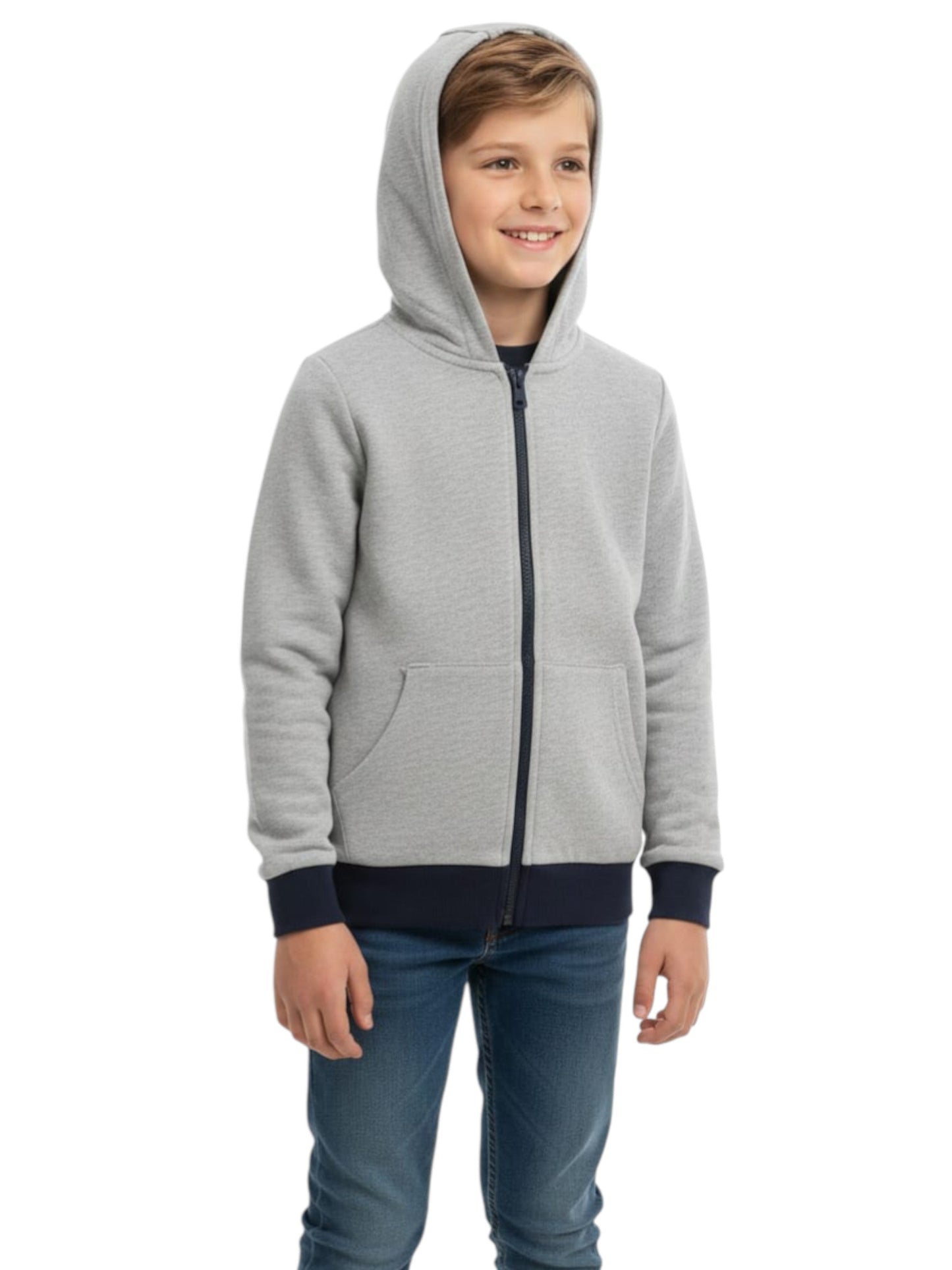 Kids Boy's Plain Solid Hoodie,Light Grey