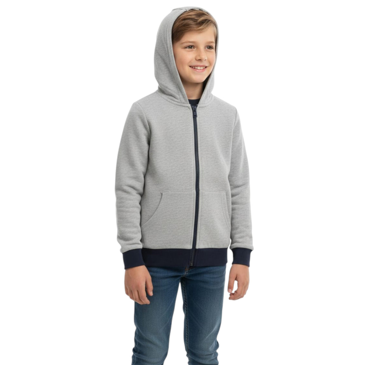 Kids Boy's Plain Solid Hoodie,Light Grey